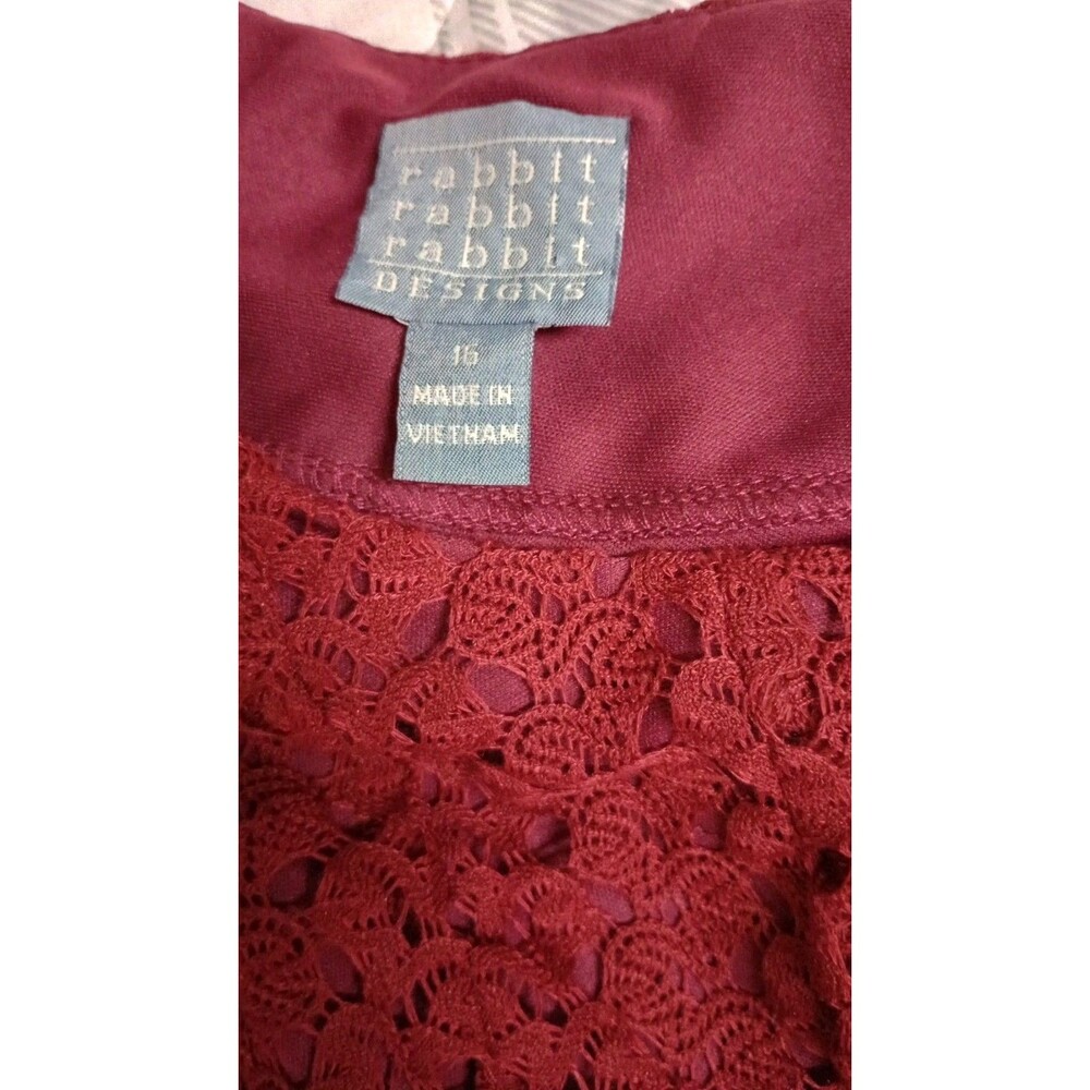 Women's Rabbit Rabbit Rabbit Designs Red Lace Eyelet Dress Sz 16 Modest Y2K - Picture 3 of 7